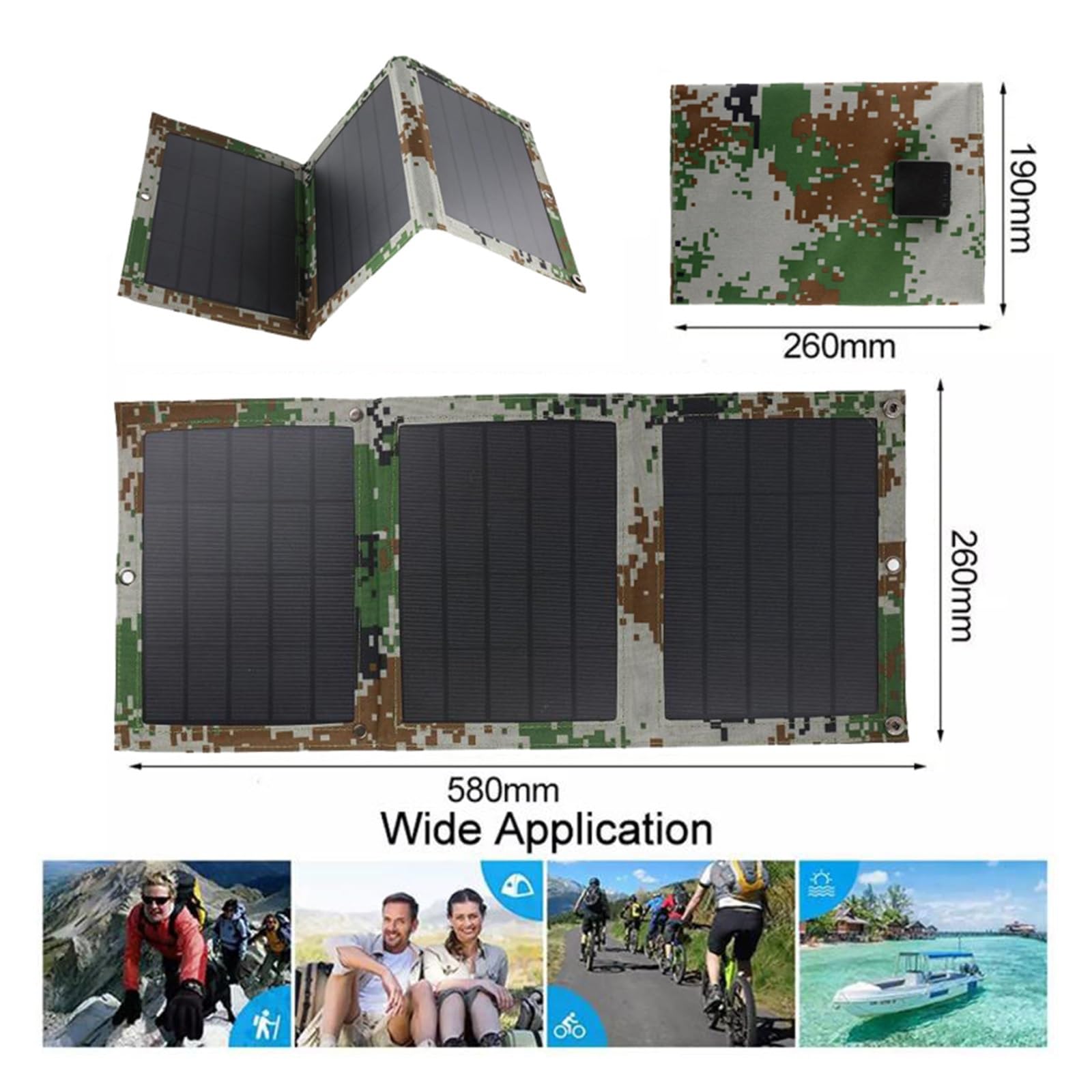 Pliable 5V 100W double panneau solaire USB chargeur de étanche extérieur batterie d'alimentation Mobile avec câble 4 en 1 Sortie IdéAle