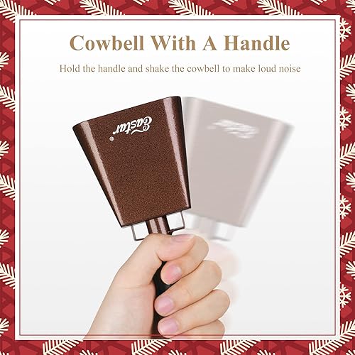 Miniatura 5 de Eastar Campana de vaca, cencerros de 7 pulgadas con asa, 1 paquete de cencerros que hacen ruido, campana de animación, granate cobre