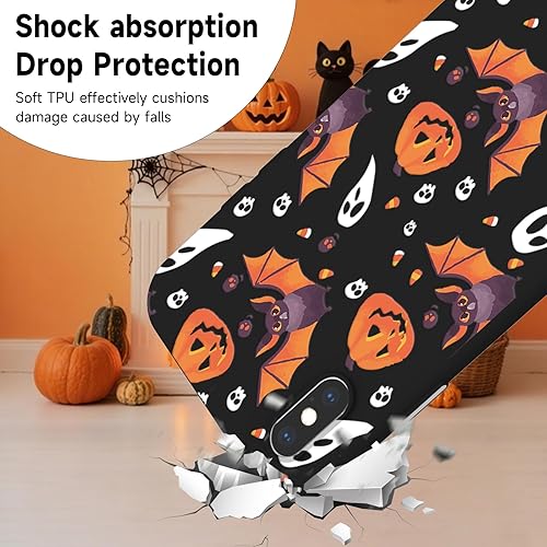 Miniatura 10 de Funda de Halloween para Samsung Galaxy S23, diseño lindo para niños, mujeres, niñas, negro, contraportada a prueba de golpes, suave cráneo, nueces,