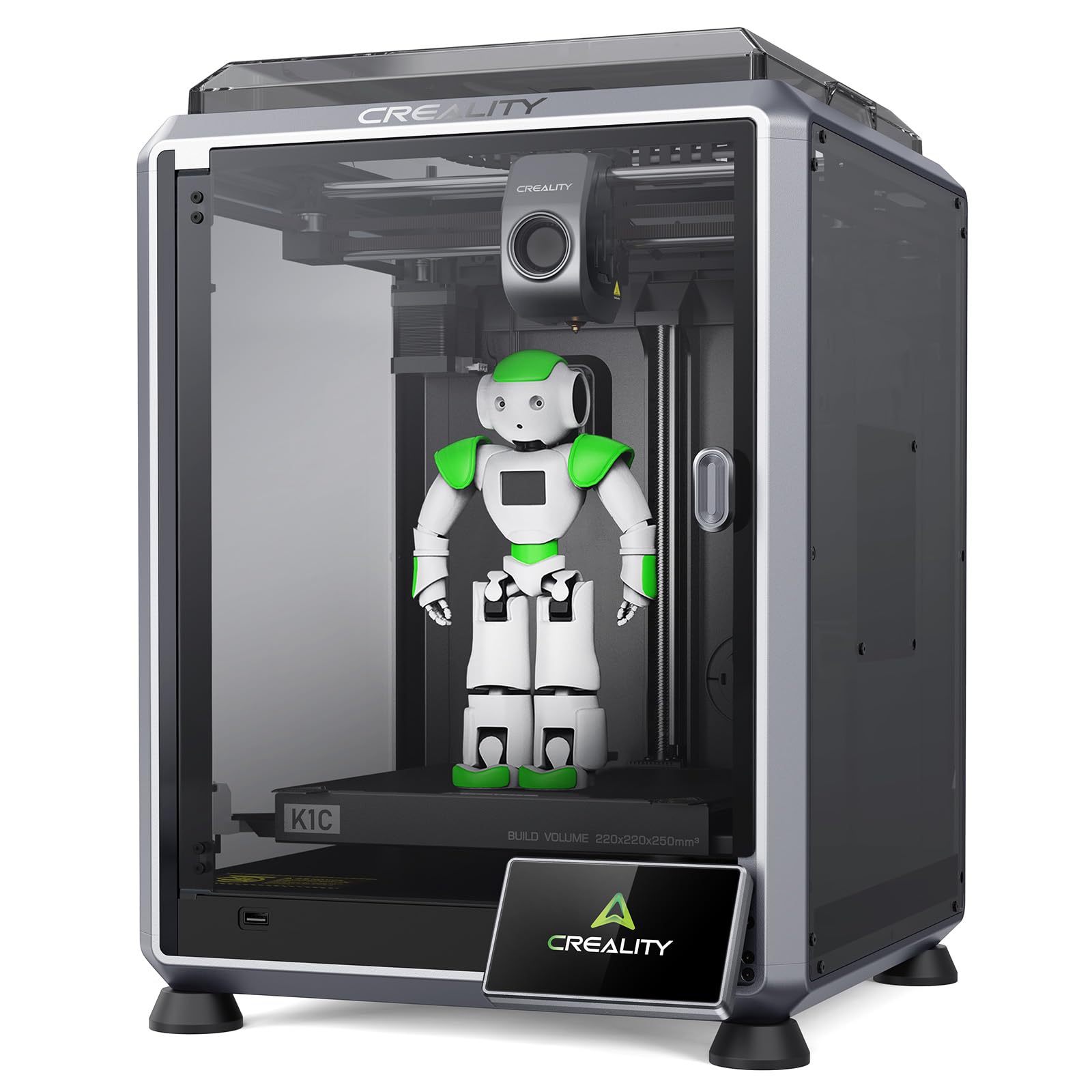 K1C 3D Printer, 600mm/s Fast Speed Auto Leveling 3D Printers with AI Camera for 300°C Printing, Switchable Silent Mode Reliable Carbon Fiber 3D Printing 220 * 220 * 250mm