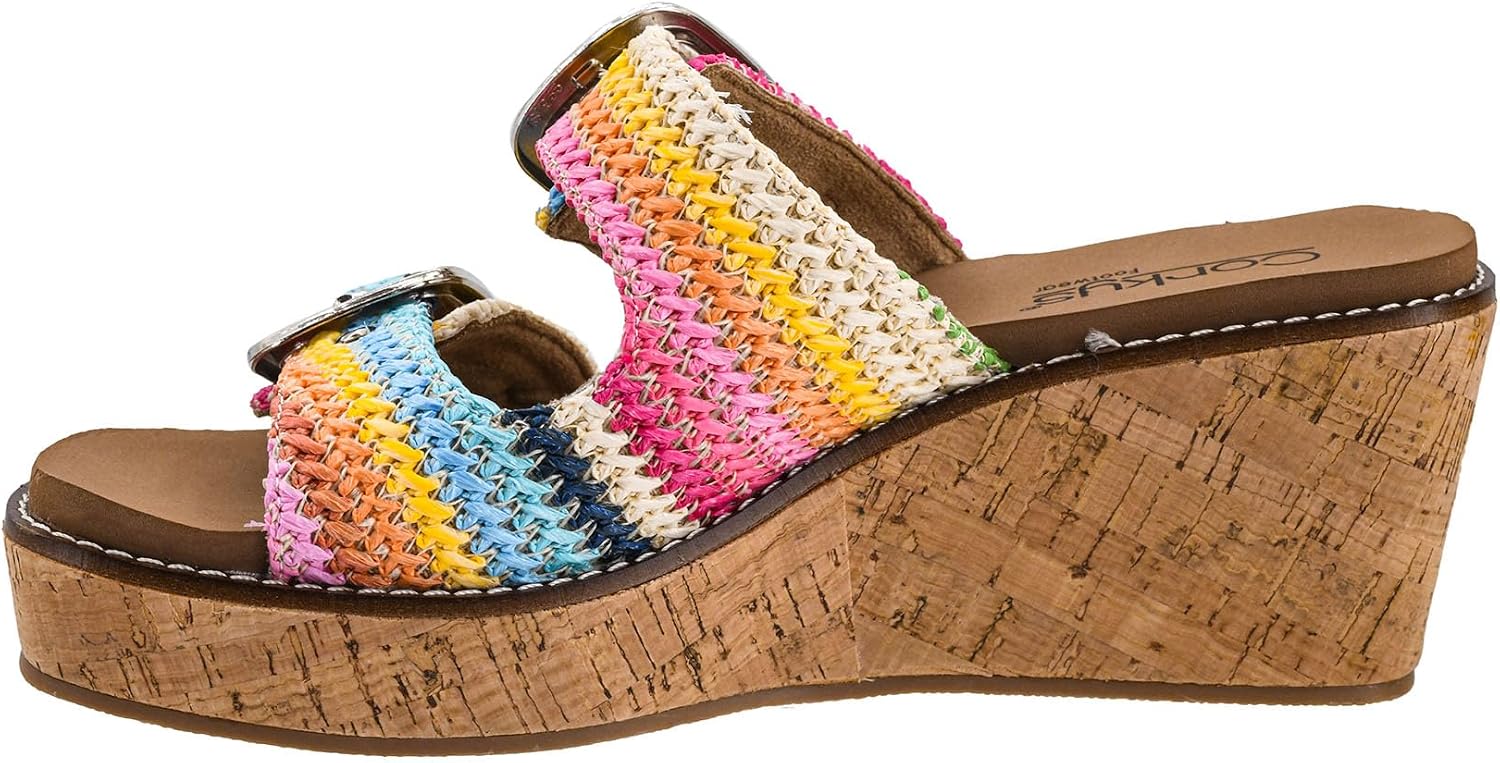 Corkys Footwear Womens 2.5-inch Manifest Wedge - Featuring Two Straps with Adjustable Buckles, Corkys Signature EVA Insoles for All-Day Comfort, and a Wrapped Outsole