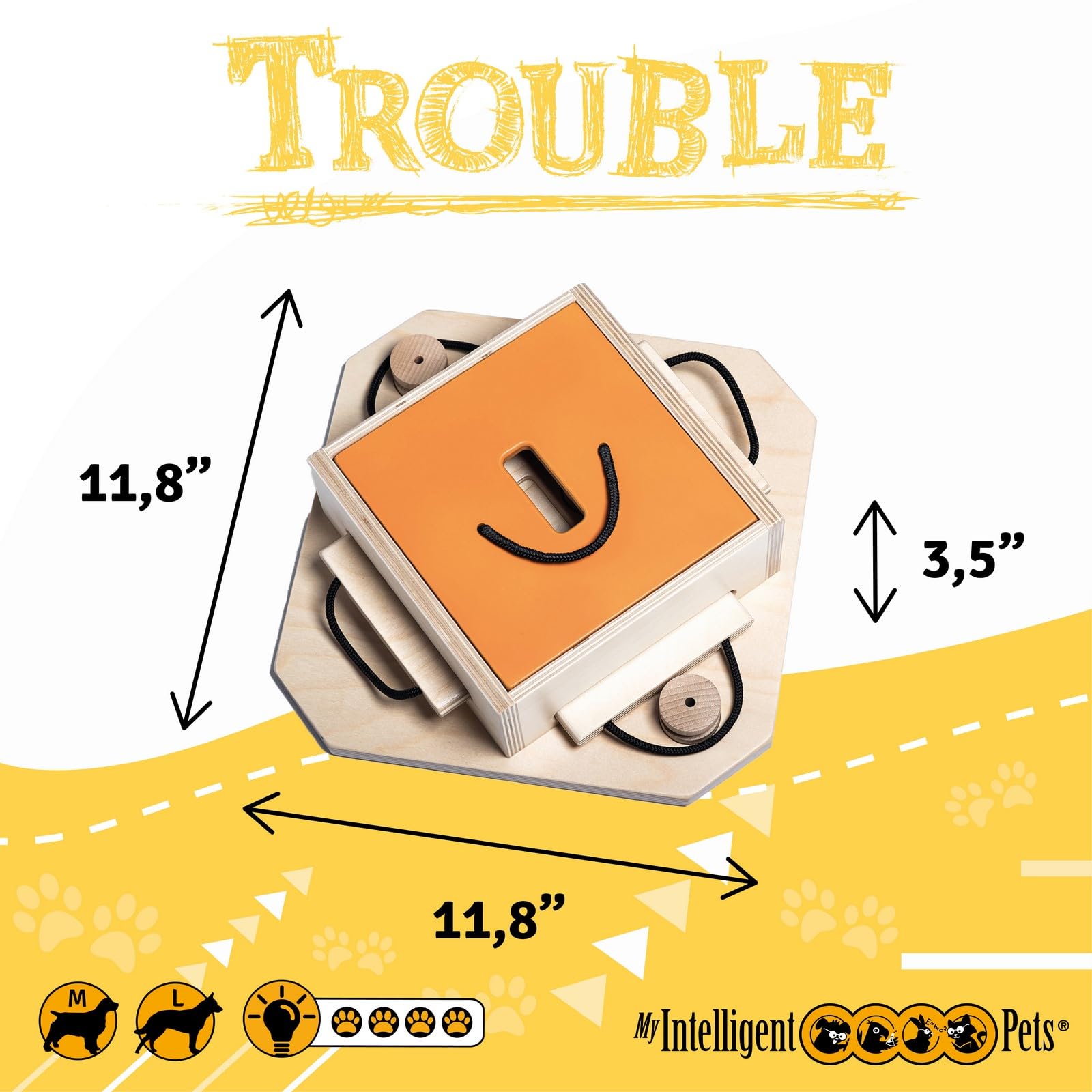 Juguete Interactivo de Madera para Perros Trouble, M | Juguetes de inteligencia para perros Uso mental - Juguete interactivo Perro, Juegos de pensamiento para perros