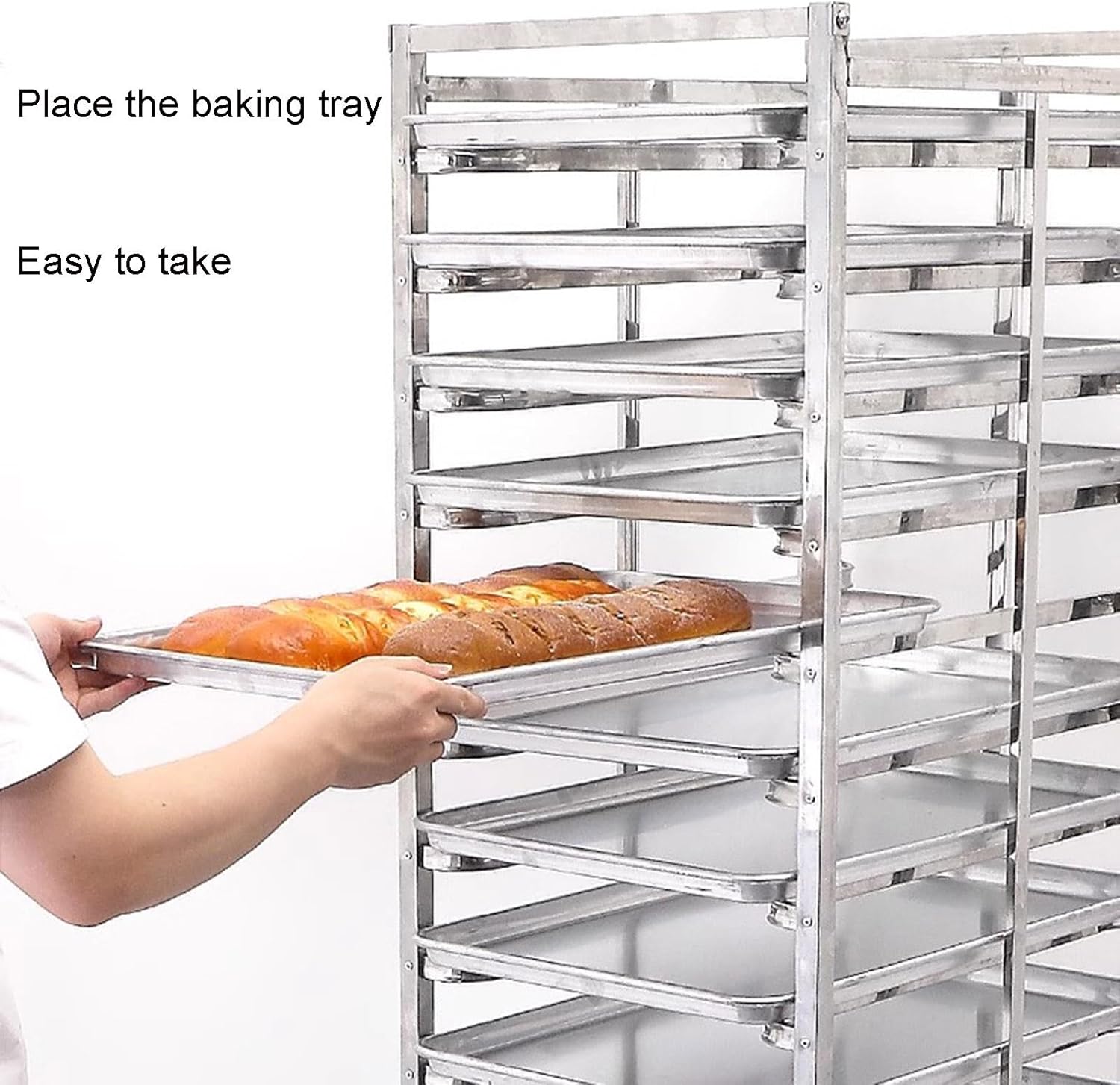 12-Tier Stainless Steel Sheet Pan Rack with Universal Wheels - Removable Bakery Cooling Trolley for Kitchen, Restaurant, Pizzeria - Silver, 46.5"x60" Storage Solution
