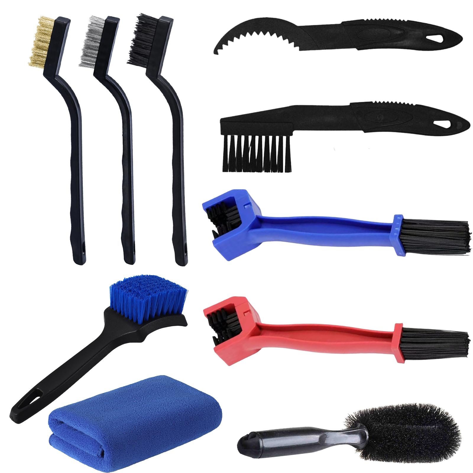 Juhuifu 10 Piece Bike Cleaning Kit, Professional Bicycle and Motorcycle Chain Cleaner Tool Set, for Deep Cleaning Chain, Sprocket, Tyre and Stubborn Dirt