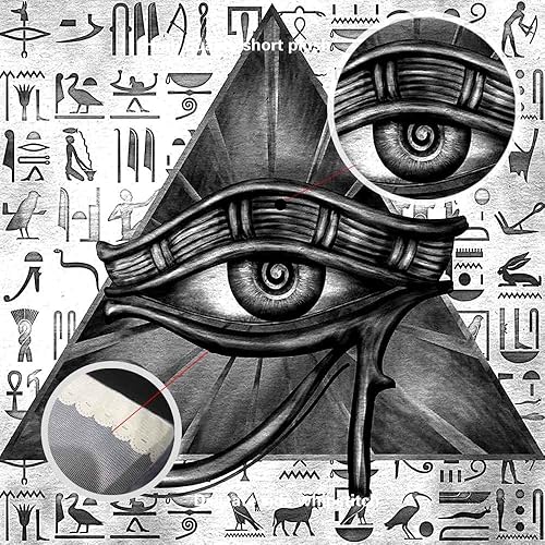 Miniatura 5 de Ine Ive Tapiz egipcio de ojo de Horus, tallas jeroglíficas del antiguo Egipto, tapiz mural de cultura egipcia de 80 x 60 pulgadas, tapiz mural para