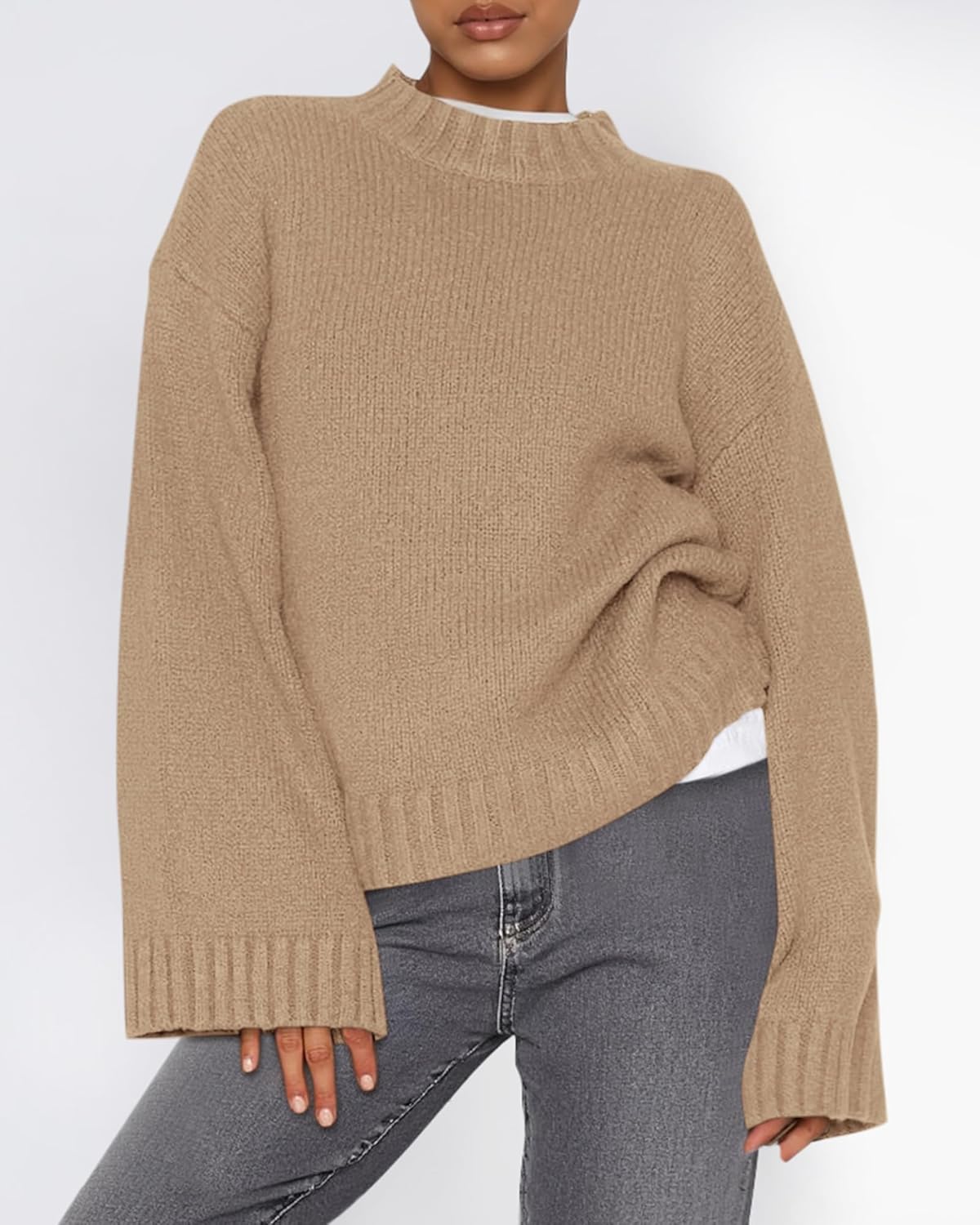 BTFBM Sweaters for Women 2026 Casual Crewneck Long Sleeve Loose Ribbed Knit Pullover Sweater Winter Clothes Fall Outfits - Image 6