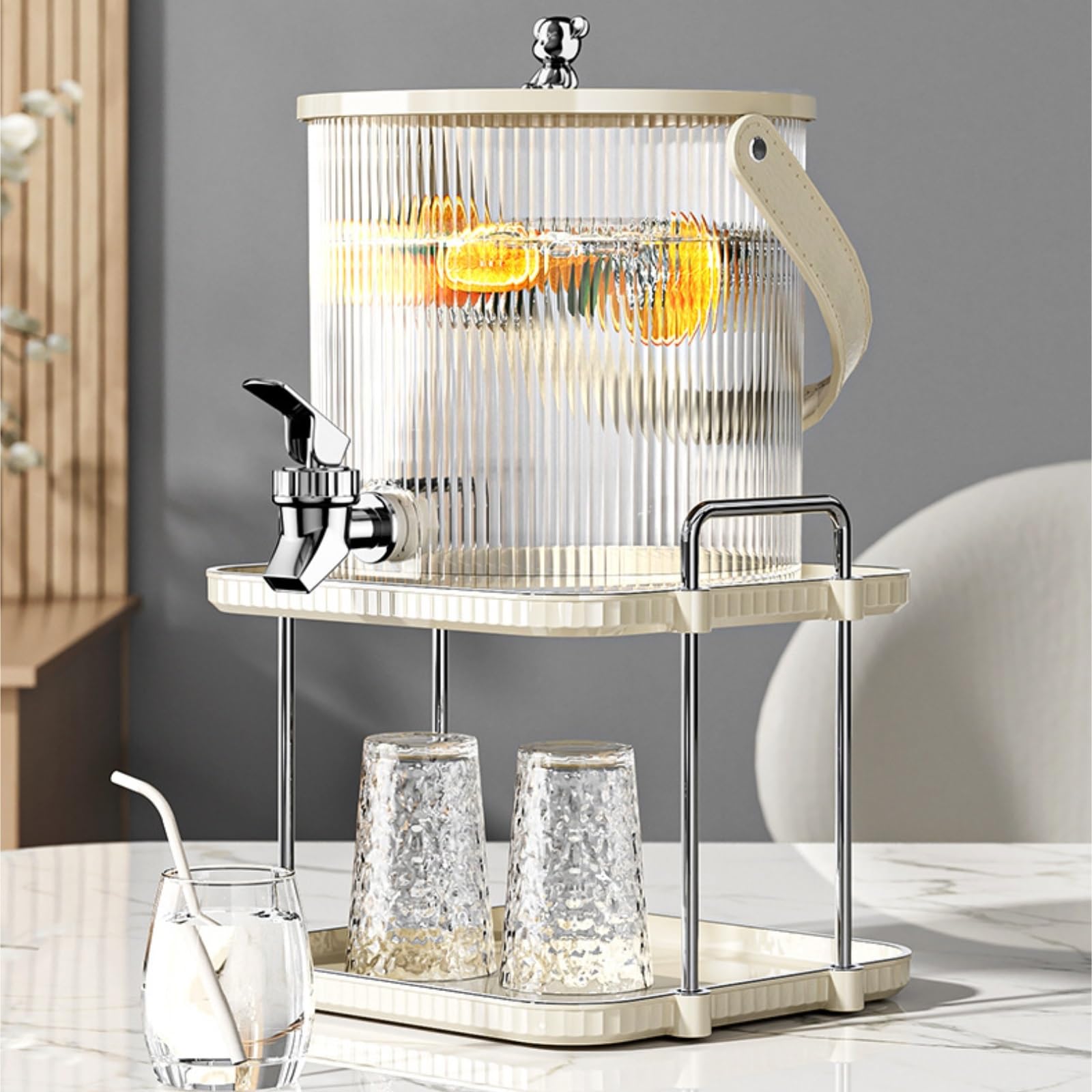 Kunststoff-Getränkespender mit Ständer und Tablett. Getränkespender for Sonnentee, Agua Frescas-Saft, Limonade getränke spender(4L)