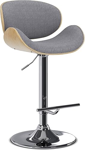 Miniatura 52 de SIMPLIHOME Marana - Taburete de bar giratorio ajustable – Silla tapizada de metal de 33 pulgadas de altura de asiento en piel sintética vegana