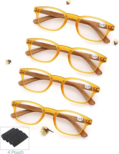 Miniatura 9 de MODFANS Paquete de 4 lentes de lectura con bisagras de resorte de aspecto de madera para hombres y mujeres
