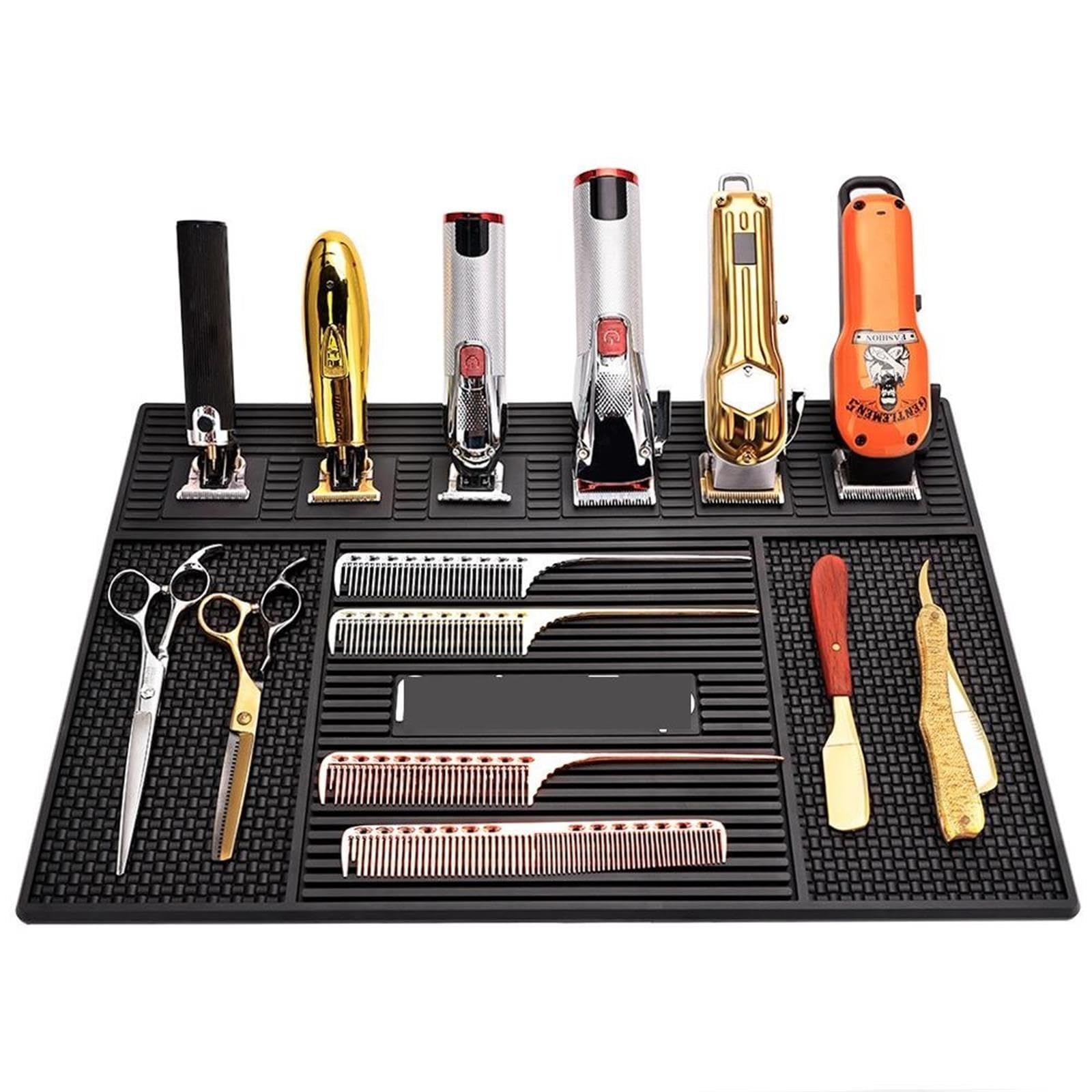 Tappetino per Barbiere Vassoio magnetico in morbido silicone da barbiere for parrucchiere, antiscivolo e impermeabile(48.5 * 31.5CM)