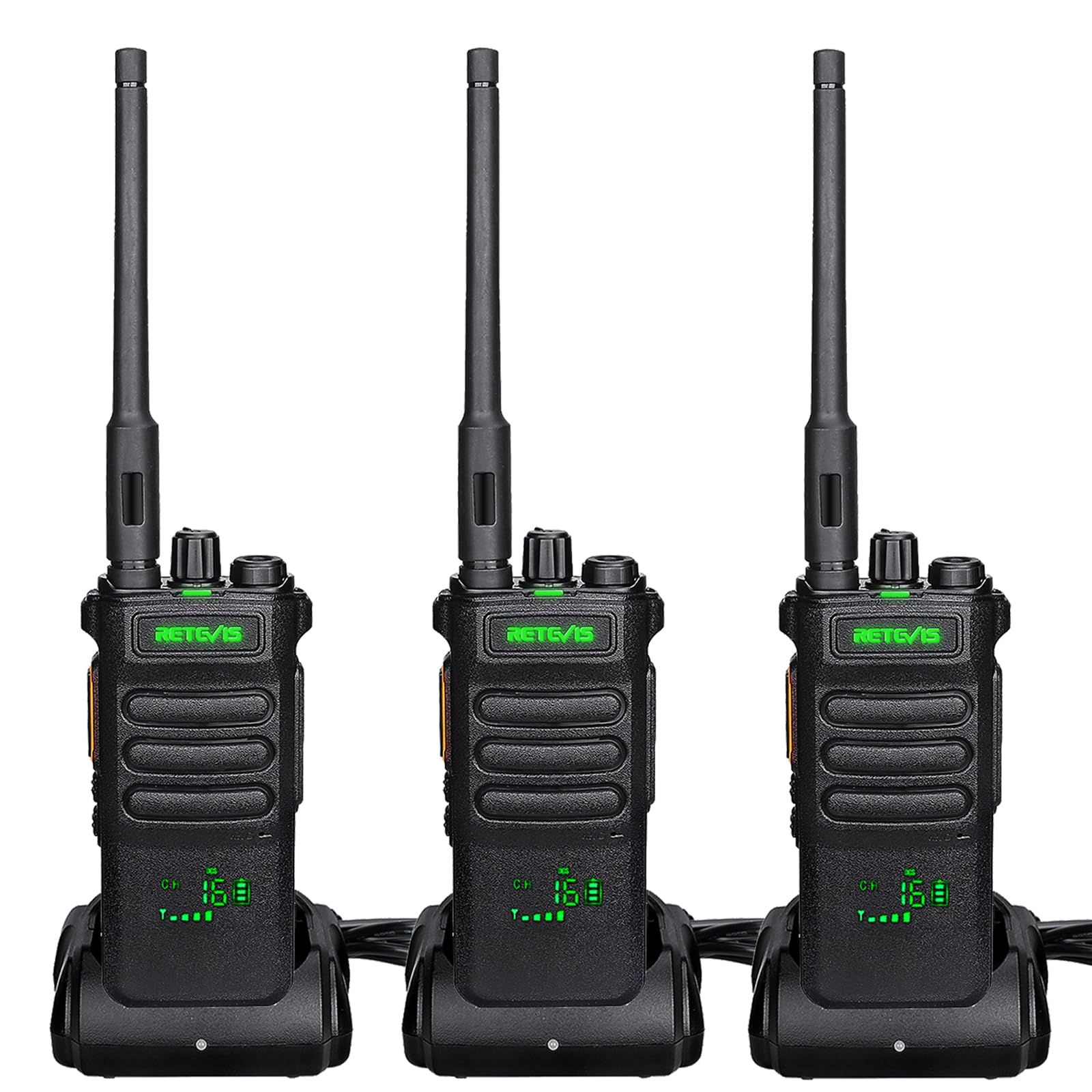 Retevis RT86 Talkie Walkie Professionnel, Radio Bidirectionnelle Longue Distance Haute Puissance, 2600 mAh Rechargeable, Écran Caché, Talkie Walkie Robuste pour la Logistique (Noir, 3 Pièces)