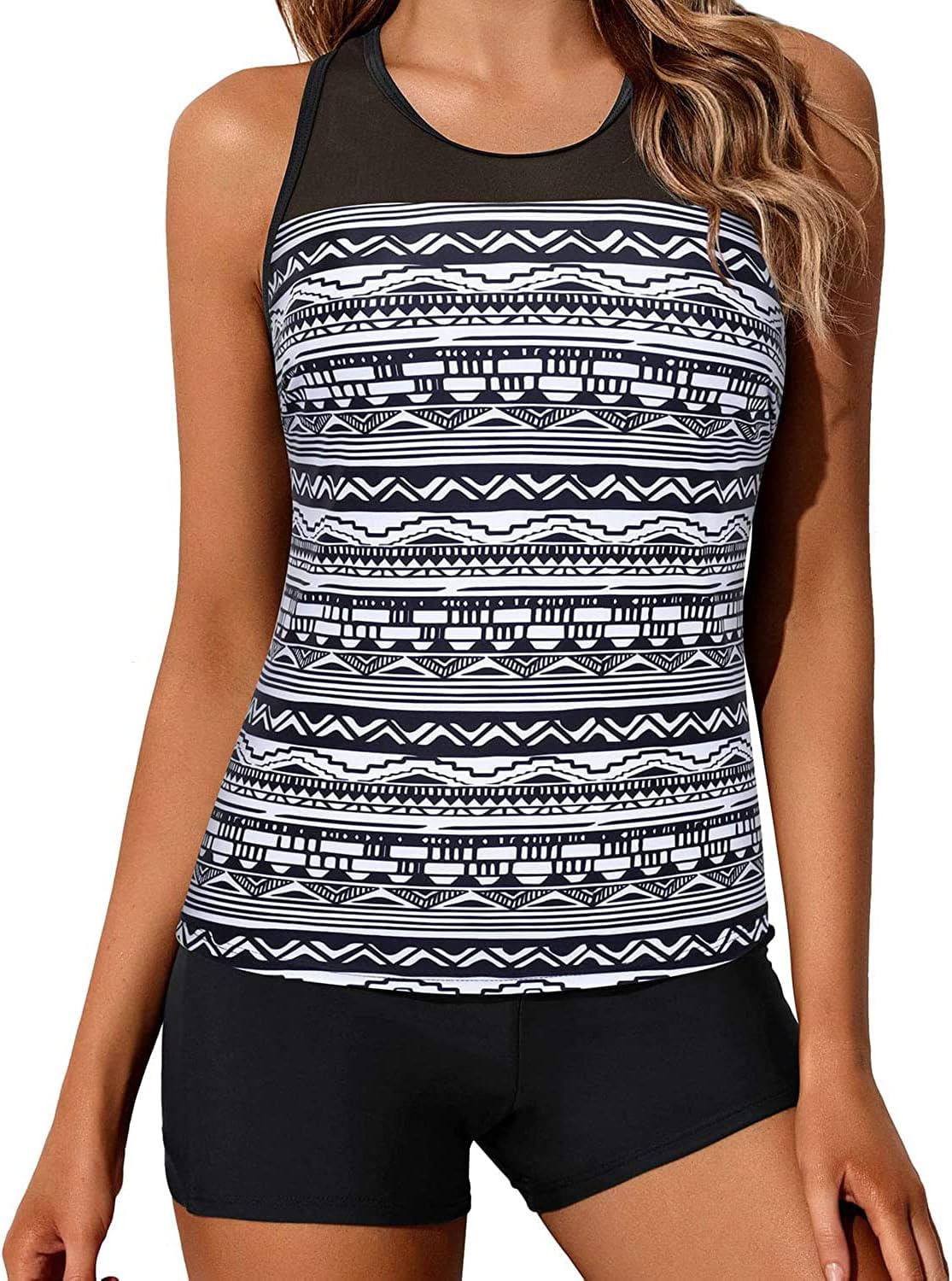 Yonique Tankini Swimsuits for Women with Shorts Athletic Two Piece Bathing Suits Racerback Tank Tops Swimwear