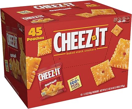 Sunshine Cheez-It Crackers, Original, 1.5 oz Pack, 45 Packs/Carton