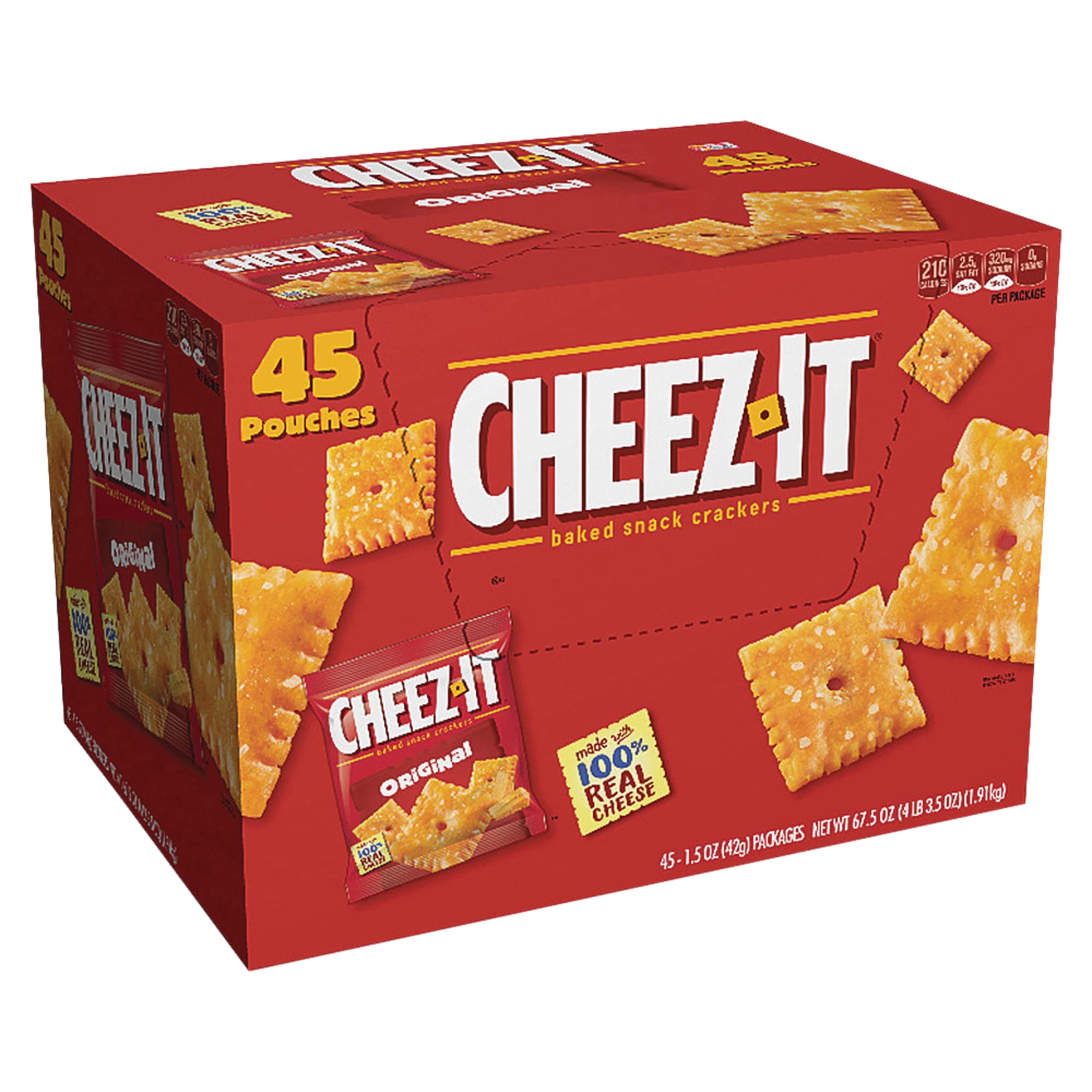 Sunshine Cheez-It Crackers, Original, 1.5 Oz Pack, 45 Packs/carton