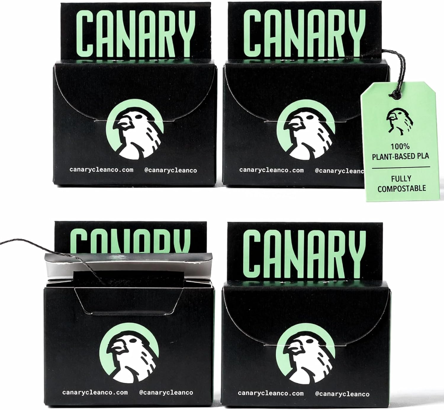 Dental Floss - Charcoal Mint - Plastic-Free and Vegan - 4-Pack