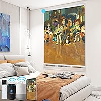 Vista 16 de TIPIACE Persianas de impresión motorizada recargables con control remoto, persiana enrollable de tela opaca completa compatible con Alexa Google