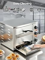 Vista 6 de Horno de pizza comercial de 12 pulgadas, hornos de pizza de encimera con temperatura máxima de 662 °F, olla eléctrica de pizza de 2 capas