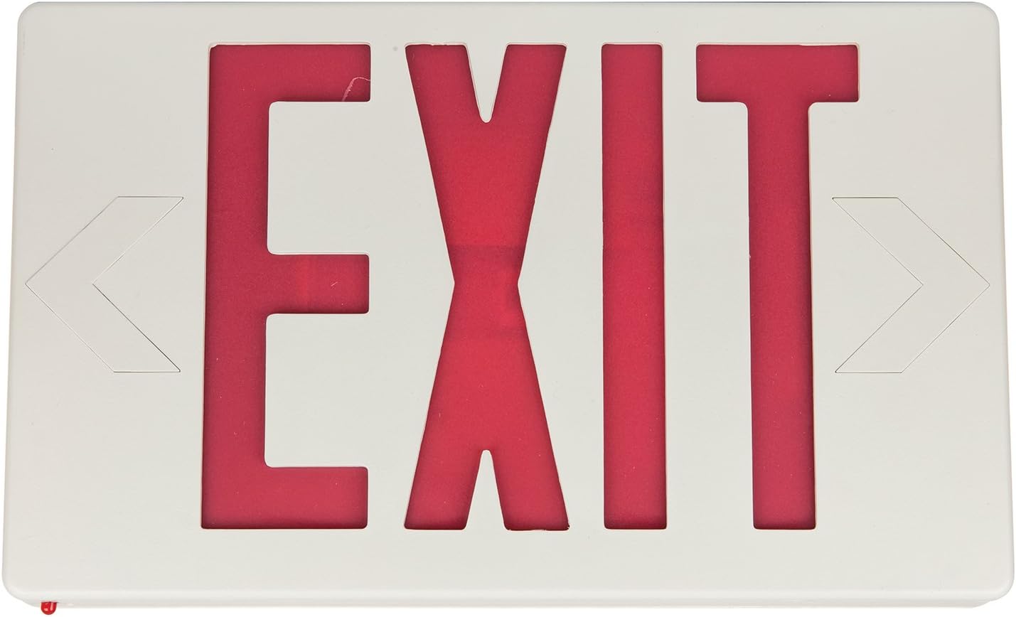 Sunlite 04308 LED Red Exit Light, Emergency Backup Battery, 1 or 2 Faced White Plate, 120-277 Volts, Rechargeable NiCd Battery, UL Listed, For Office, Hospital, Hotels & School Use