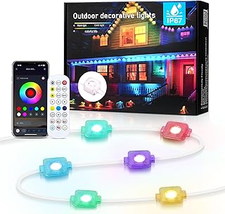 Warmiehomy Permanent Outdoor Lights, 30M Smart RGBIC Outdoor Lights with 44 Scene Modes, 60 LED Eaves Lights IP67 Waterproof Lights, Intelligent DIY Scene Modes of Christmas Party, Holiday Decoration