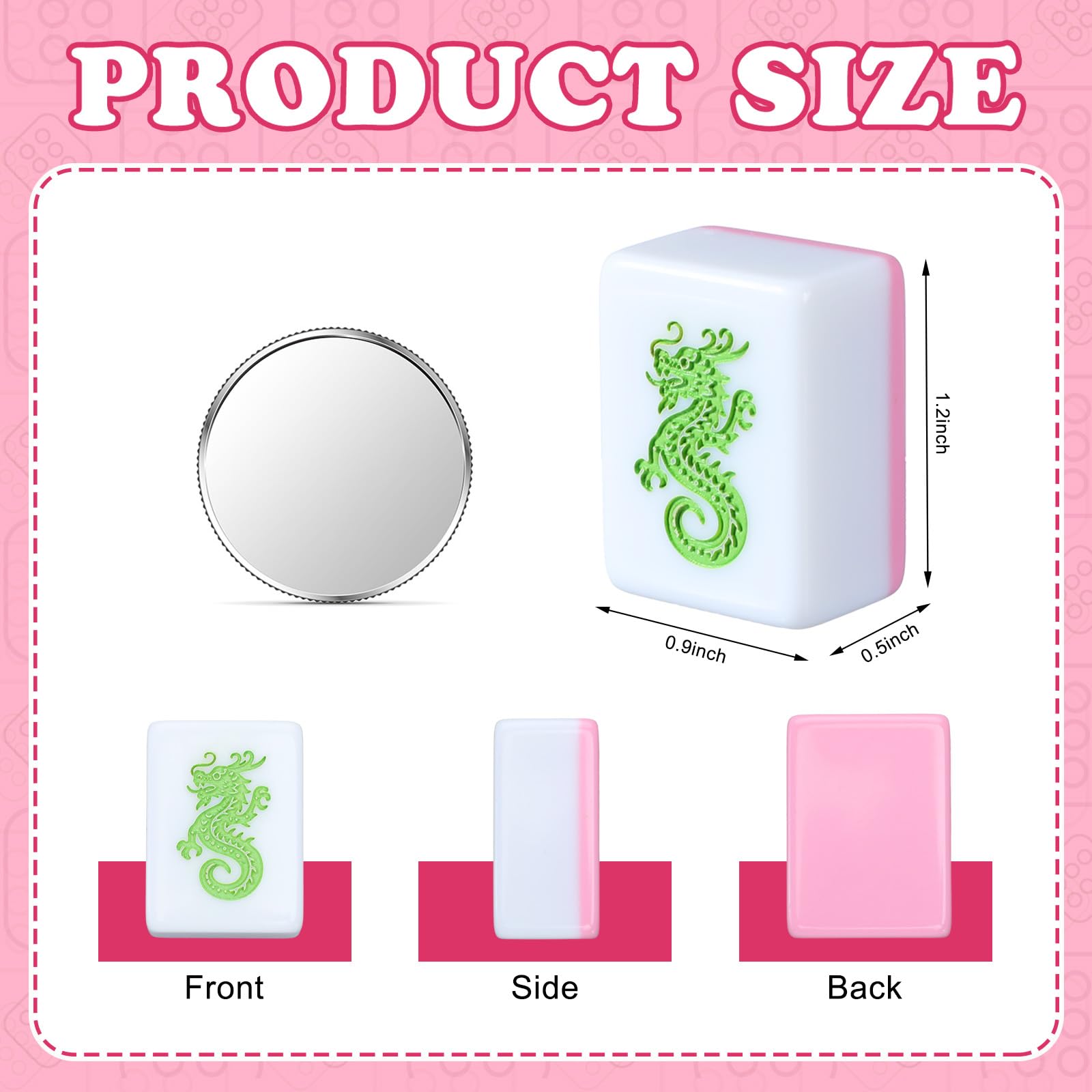 Set di 166 mattonelle americane Mahjong da 4,1 cm, set di blocchi di gioco Mahjong rosa per gli amanti di Mah Jong