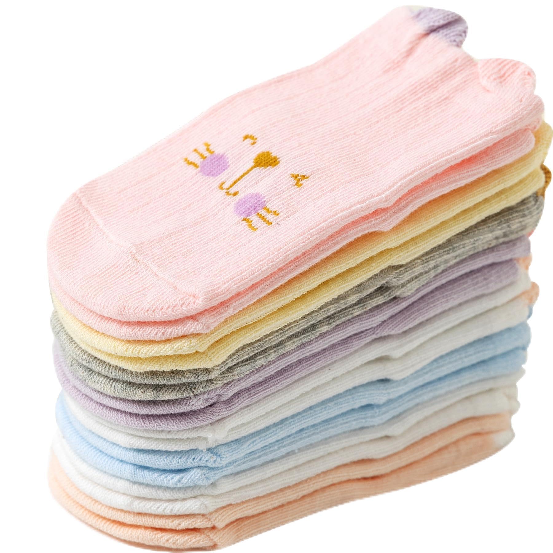 ISANPANCotton Baby Girls Socks for Toddlers and Infants Newborn, 0-36 Months, Cute Socks（8 pairs