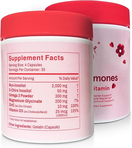 Miniatura 4 de Happy Hormonas Multivitamínico PCOS para mujeres - Myo y D-Chiro Inositol 401, Omega-3, Vitamina D3, Zinc y Magnesio Equilibrio Hormonal, Ciclo y