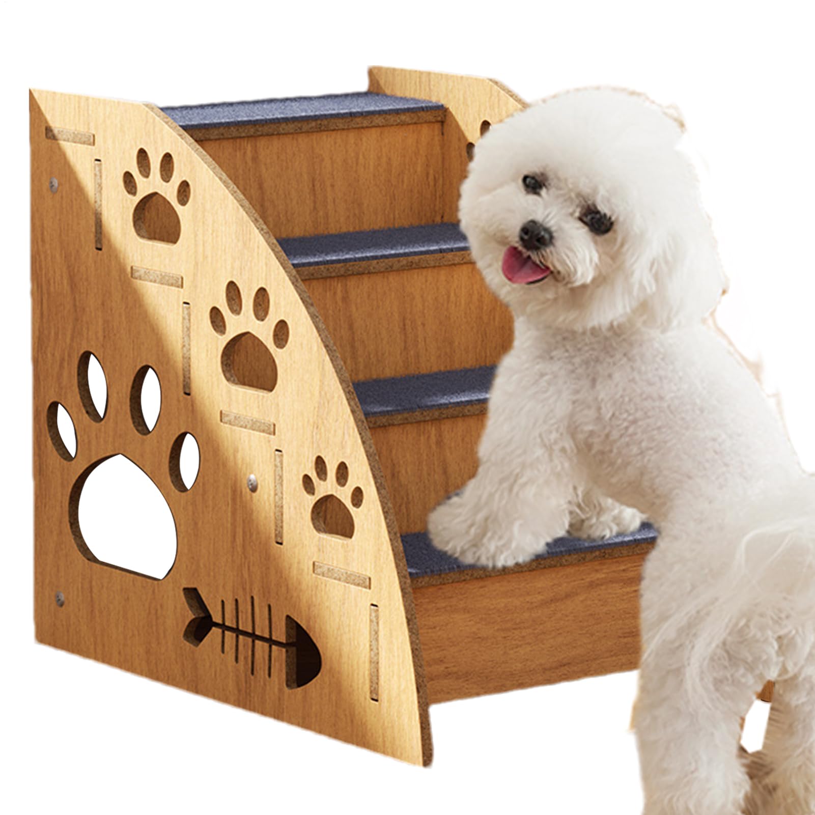 Escalier pour chien au pied du lit pour protéger ses articulations