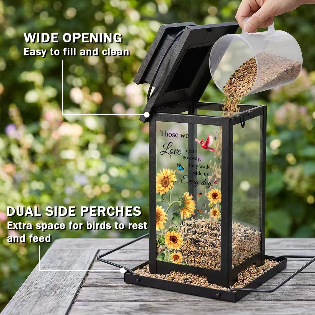 Solar Memorial Bird Feeder for Outdoors, Sympathy Gifts for Loss of Loved One Dad Mom, Remembrance Bereavement Memorial Gift Idea, in Loving Memory Gifts