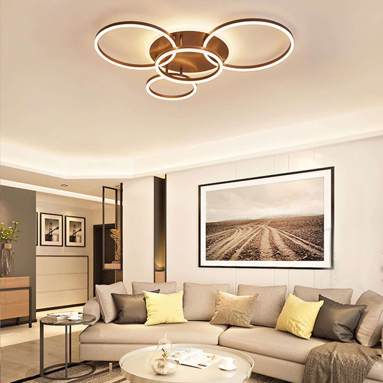 Lustre LED moderne variable plafonnier rond à télécommande - 8