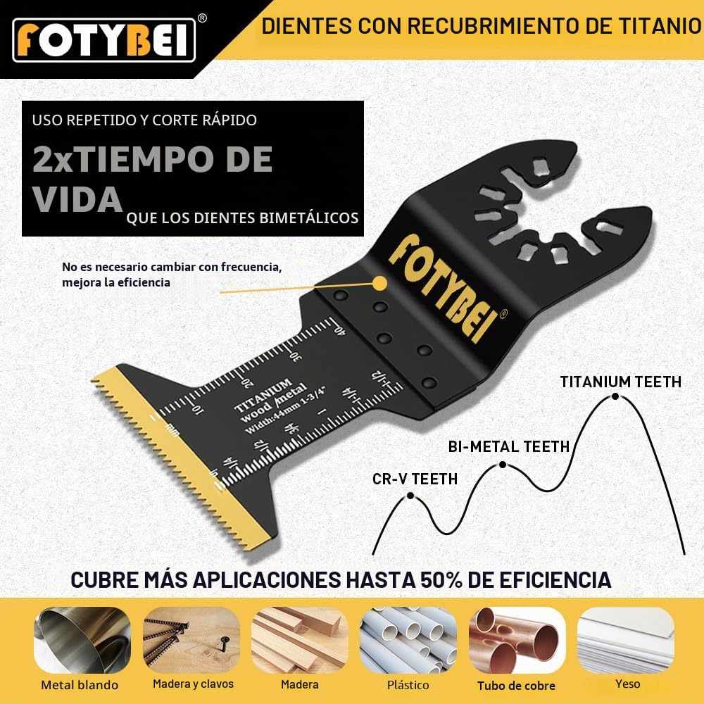 Hojas de Sierra Oscilante de Titanio, 5 Piezas Cuchillas Multiherramienta Oscilante Accesorios para Madera Plástico Metal, Compatible con Dewalt Makita Parkside Black&Decker y más