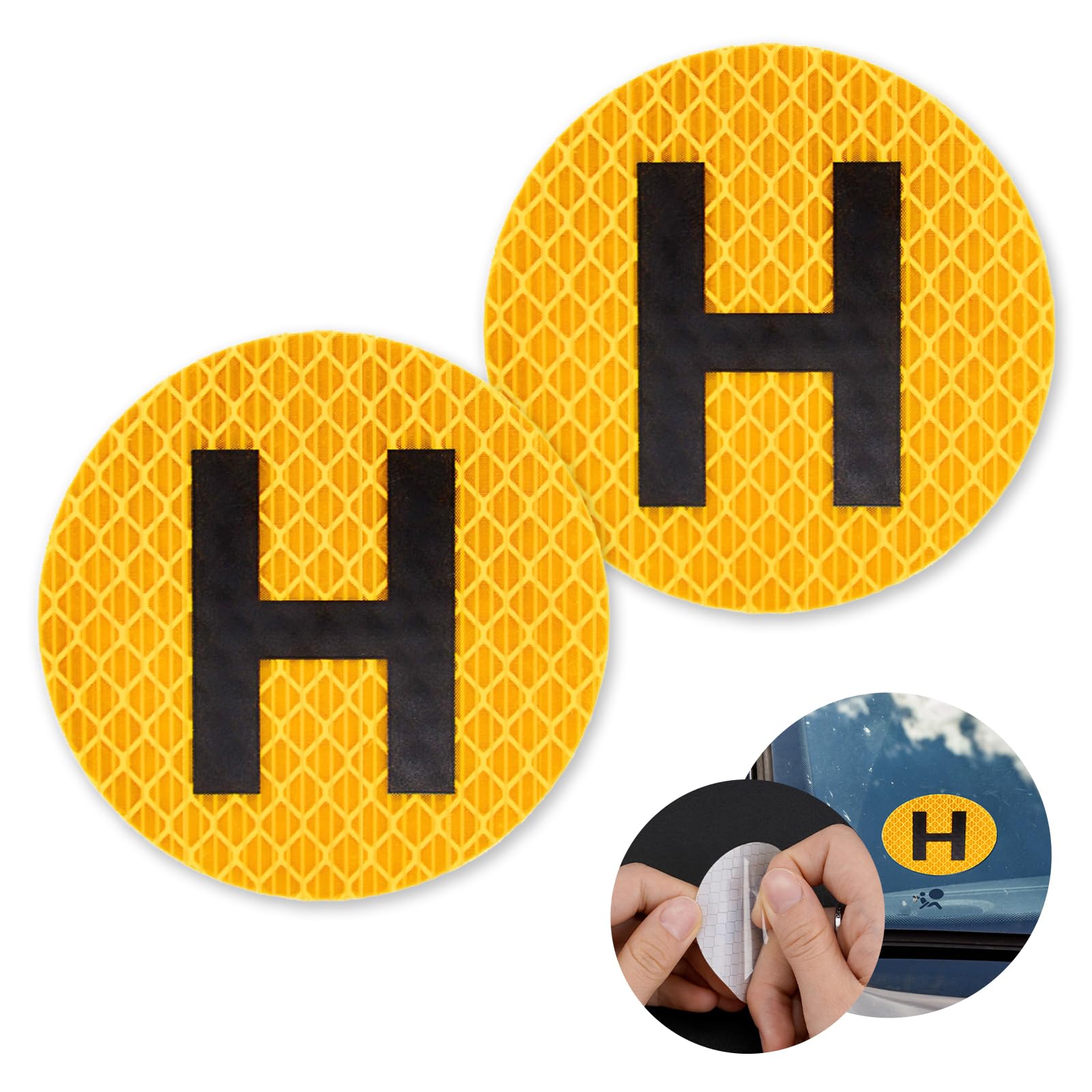 Pack de 2 SeƱales H Pegatina Externa, 60mm Pegatina Vehiculo Historico Reflectante Coche y Moto H Historico Distintivo Vehiculo Homologado EspaƱa
