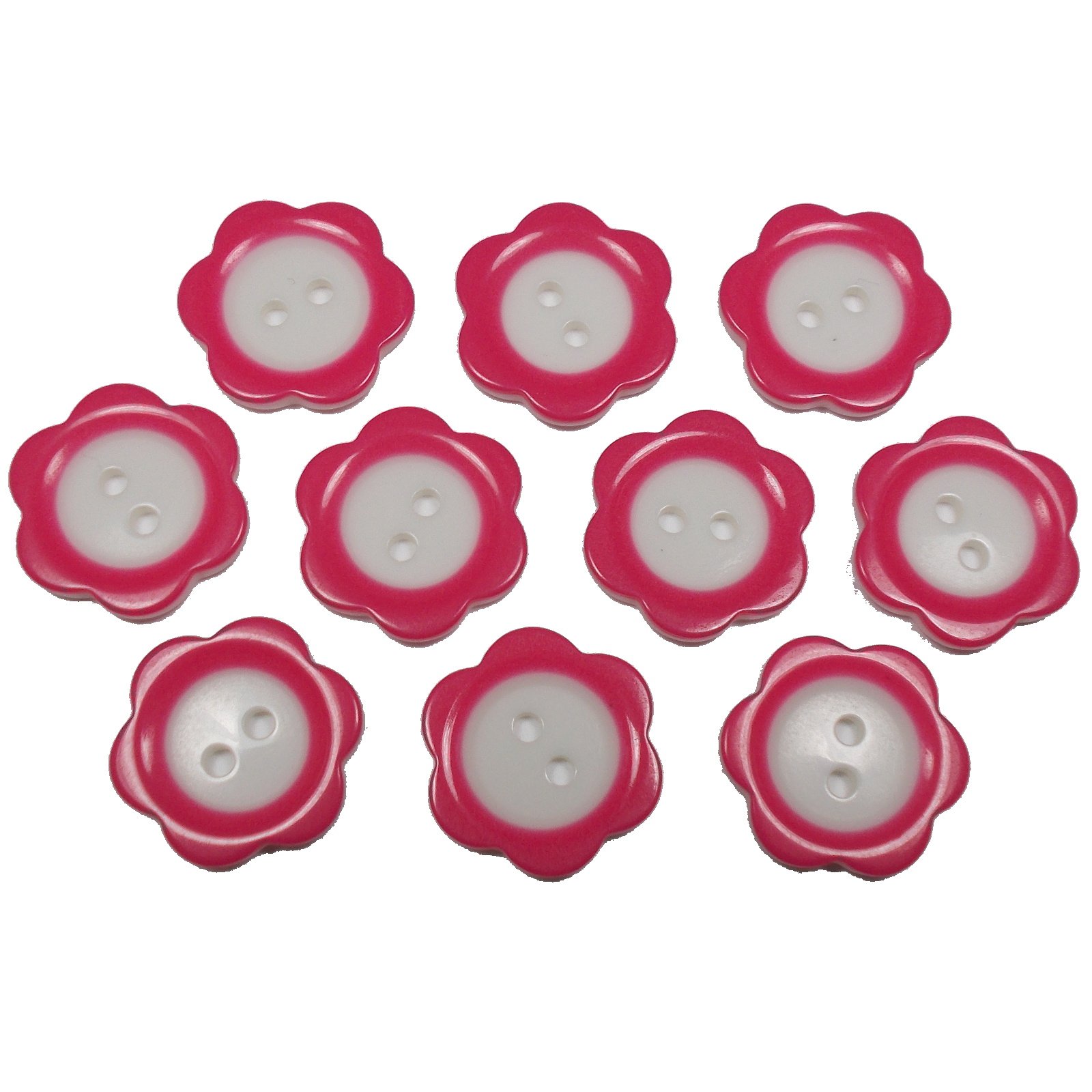 Push The Button Pink Colour Rim Daisy Flower Plastic Buttons 20Mm (, 10)
