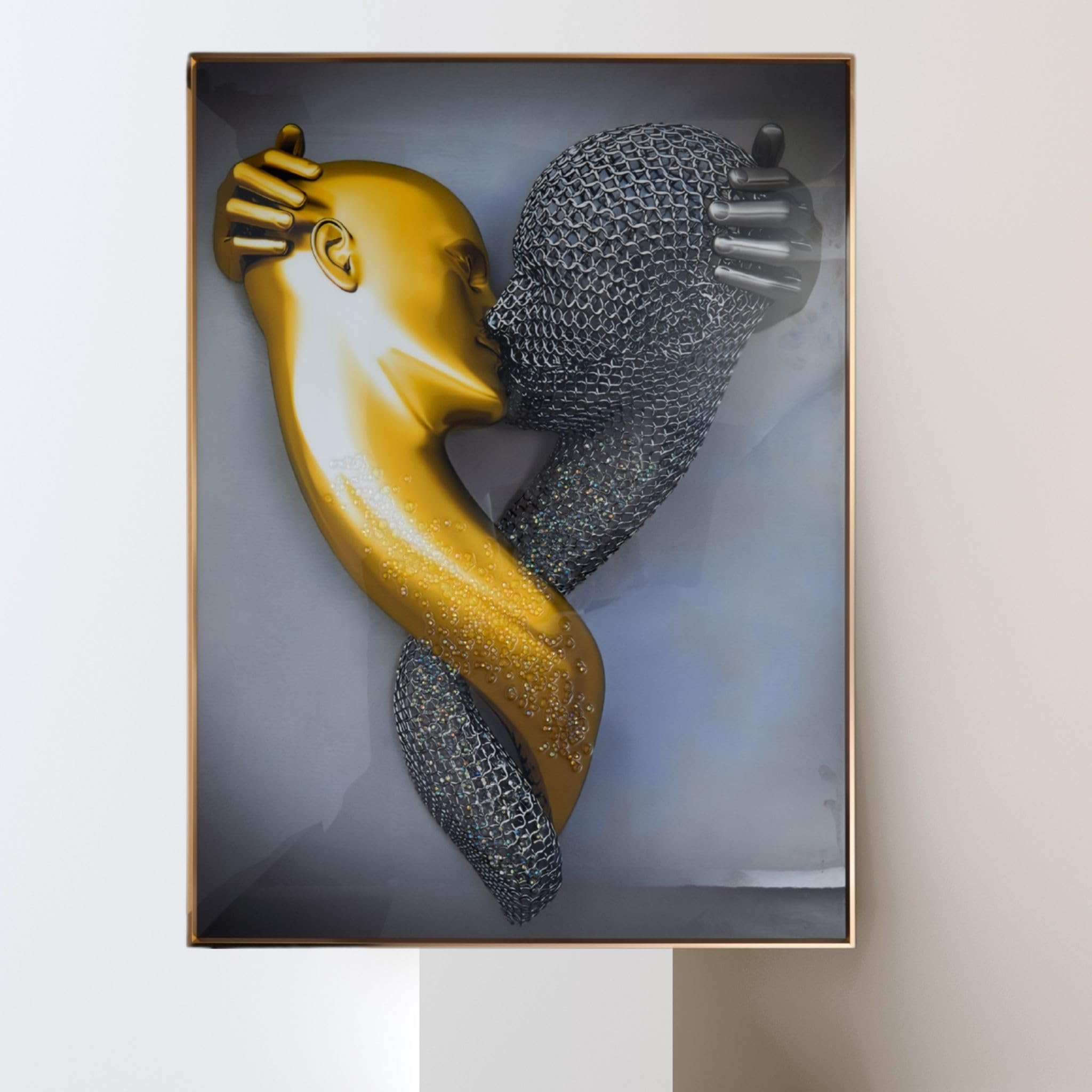 MODECOR Eternal Embrace Crystal Wall Painting 50x70 cm | Acrylic Glass Modern Wall Art with Aluminium Frame | Abstract Nature Wall Decor for Living Room, Bedroom, Office & Hotel-image-12
