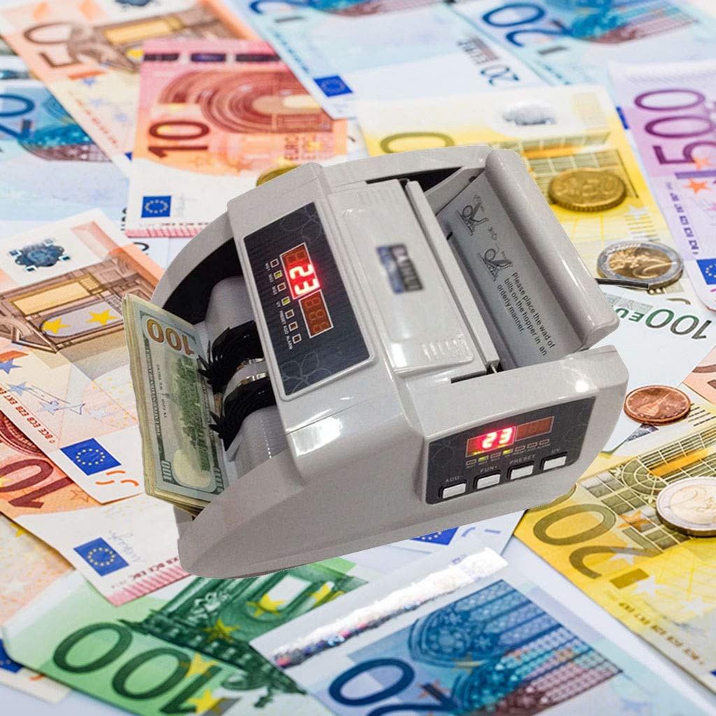 Counting Machine Money Counter Machine Supports US Dollar, Euro, Hong Kong  Dollar etc., Suitable for Supermarkets, Restaurants (Colour: Grey, Size: 32  x 28 x 20 cm) : Amazon.de: Stationery & Office Supplies