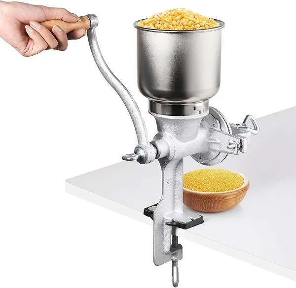 High Hopper Corn Grinder, Iron Grain Grinder Manual Coffee Grinder, Hand Grinder with Large Hopper for Barley Wheat Berries Coffee Chickpeas Pepper Dried Beans, Animals Feed Home Brewing