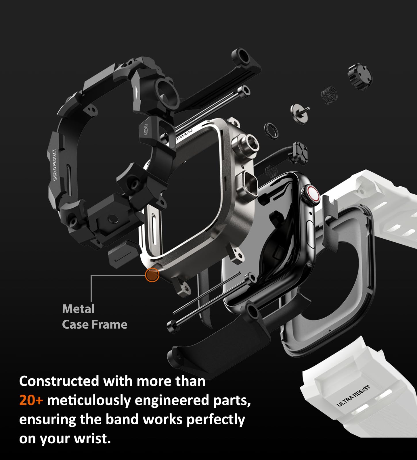 ULTIMAL Robuste Schutzhülle mit Band für Apple Watch 49 mm, kompatibel mit Apple Watch Ultra 3/2/1, stoßfest, Militärqualität, für iWatch, taktisches Band für Herren