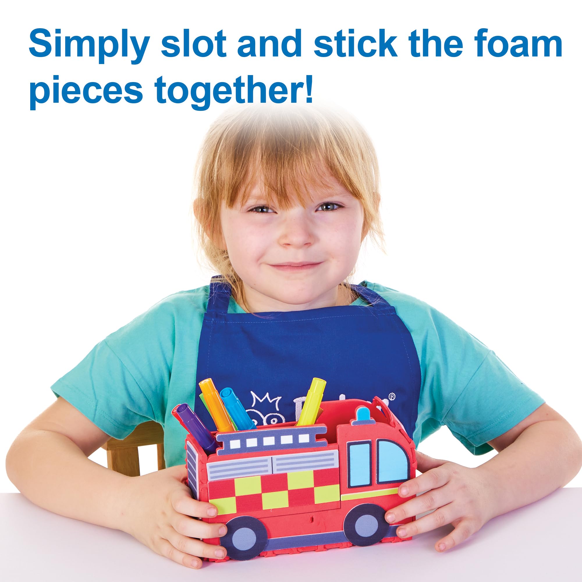 Baker Ross Kit Portapenne Camion Dei Pompieri In Schiuma (2 Pezzi) - Lavoretti Creativi Per Bambini Fai Da Te - 3