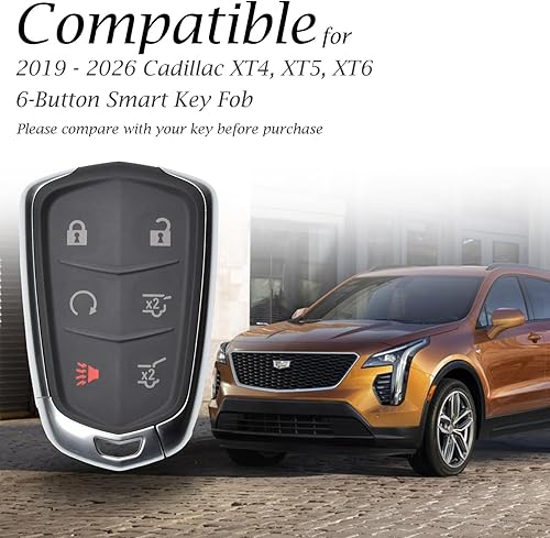 Miniatura 6 de Vitodeco Funda inteligente de cuero genuino compatible con Cadillac XT4, Cadillac XT5, Cadillac XT6 2019 - 2023 (6 botones, marrón)