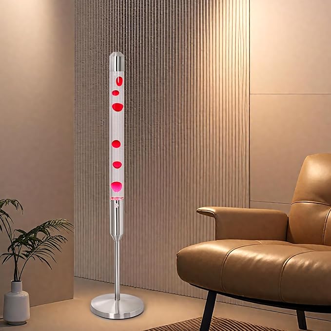 Kyzfy 47.5-Inch Liquid Motion Lamp,Magma Lamp, Mood Relaxation Light，Suitable for Home Decoration, Living Room, Office, Bedroom, café (47.5 inch Clear Water red Wax/Silver) photo 6