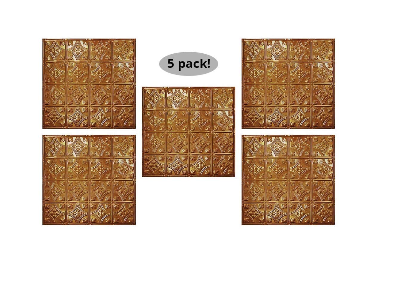 American Tin Ceilings Tin Backsplash [5-Pack with Trim Kit] in Pattern #30 and Rustic Copper Color 24