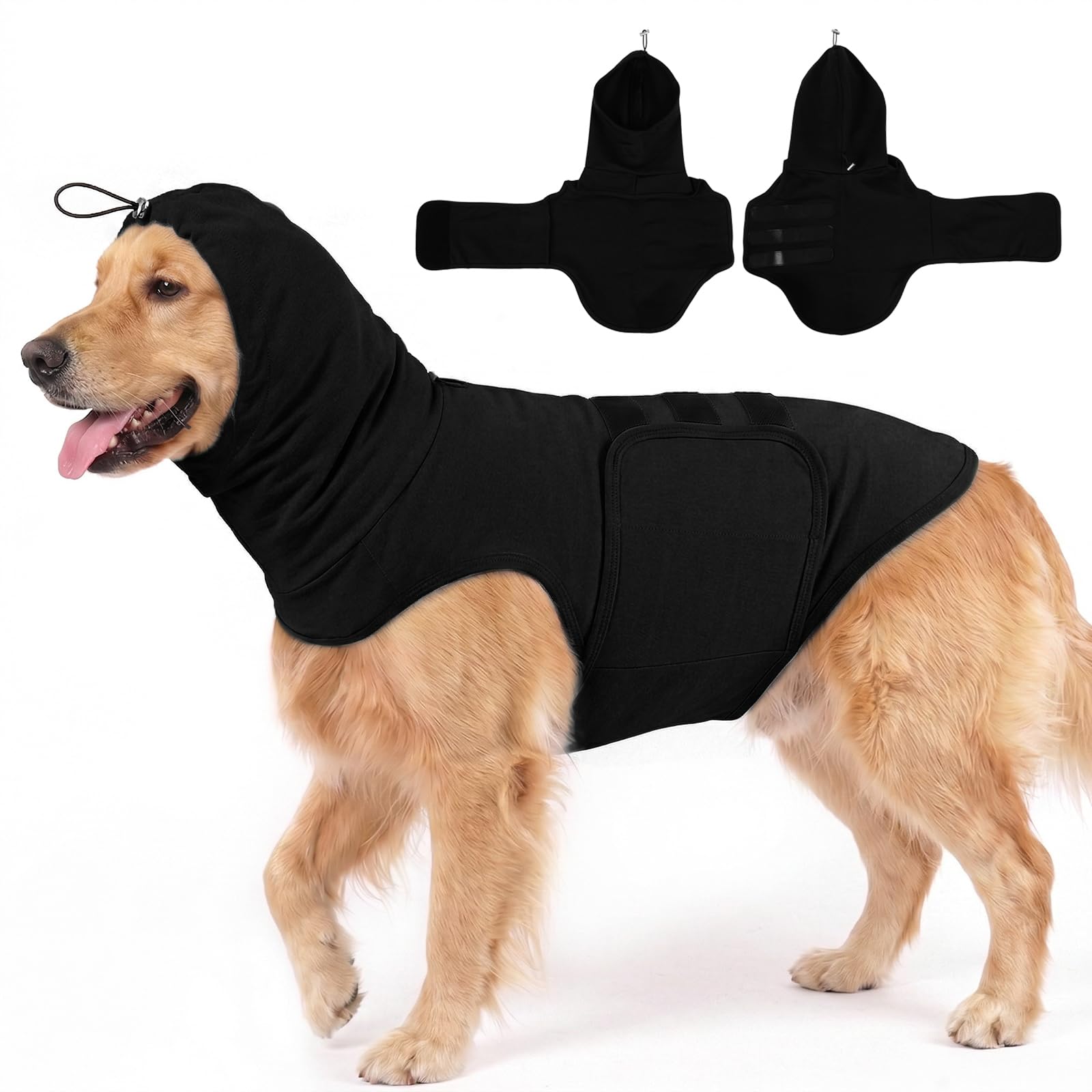 MIGOHI Dog Calming Vest | Soft XL Anxiety Vest for Dogs,Pet Anxiety Jacket for Large Dogs to Relieve Noise &amp; Separation Stress, Dog Anxiety Wraps for Separation,Car Ride,Stranger Visit,Black,XL