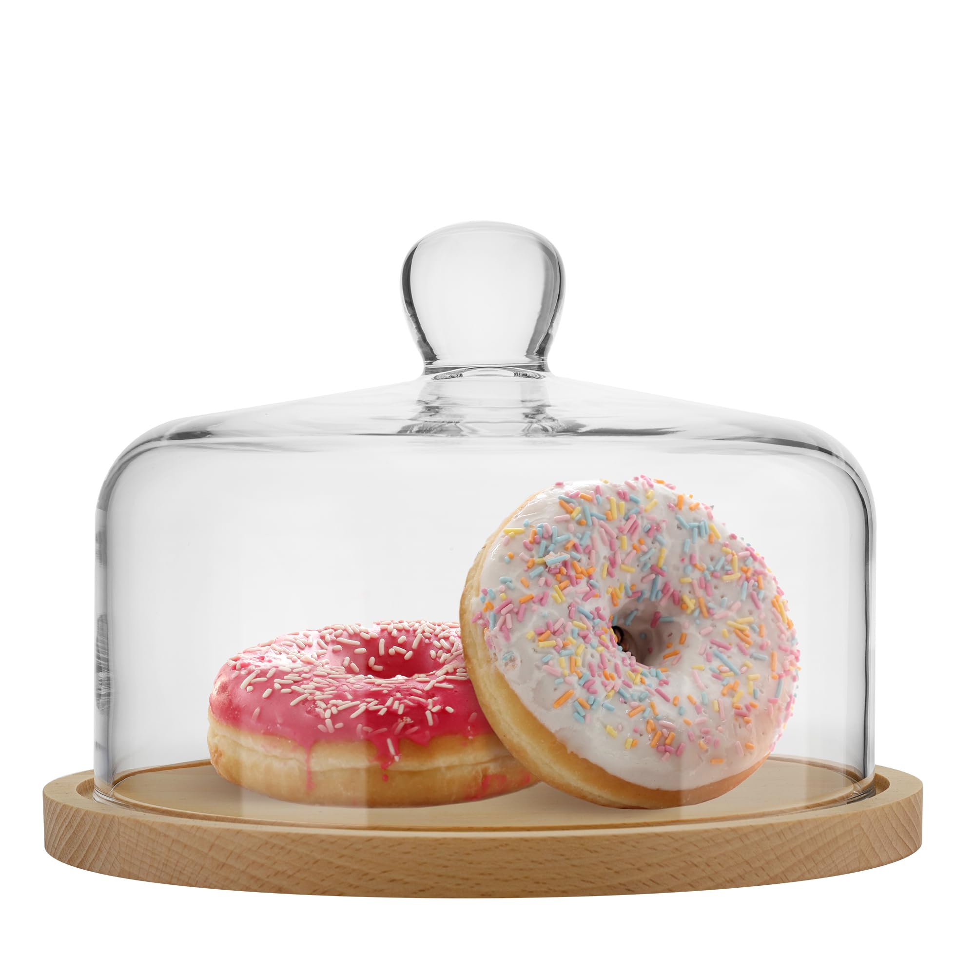 TREND FOR HOME Soporte para Tartas de Madera con Cúpula de Vidrio Hecho a Mano Ø 22 cm A: 16.2 cm Quesera Soporte Tarta Soporte Cupcakes Exhibición De Postres para Aperitivos, Euphoria