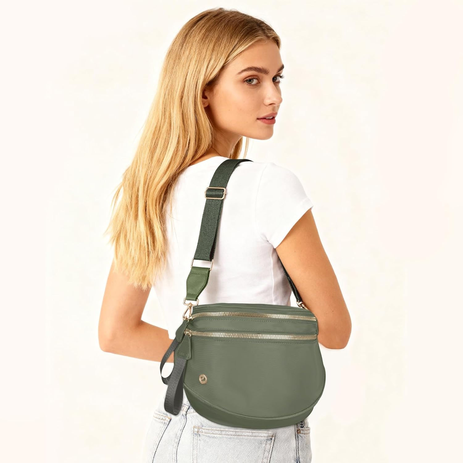 Spacious Crossbody Bag Nylon Bum Bag for Women Fanny Packs Handbags with Adjustable Straps - Image 3