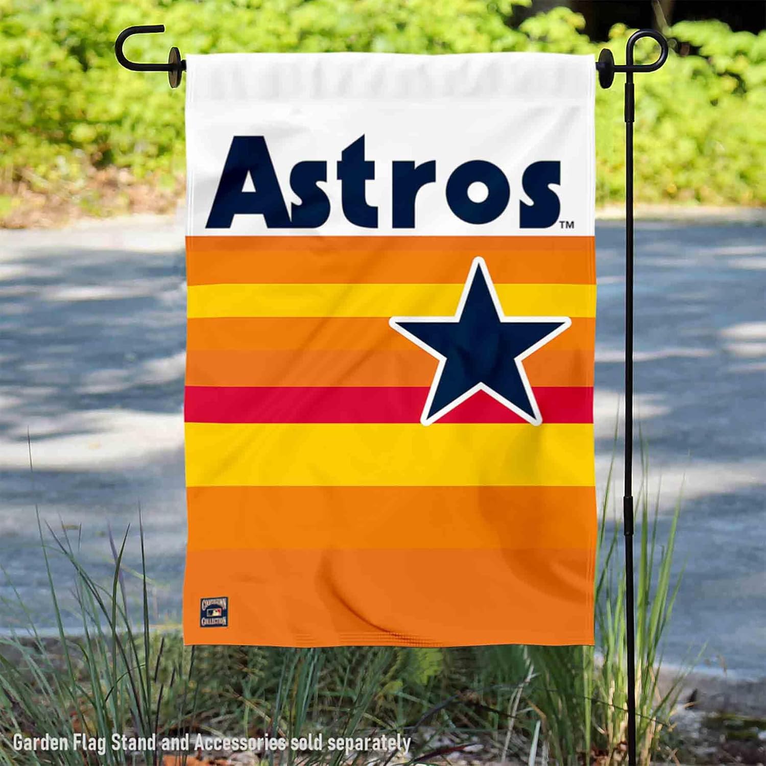 Houston Astros Vintage Rainbow Stripes Double Sided Garden Flag - Image 2