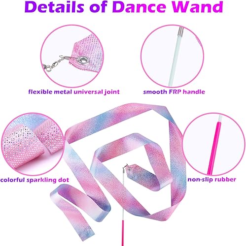 Miniatura 3 de HiUnicorn Cintas de baile de gimnasia para decoración de fiestas para niños, para niños, para bolsas de regalos para fiestas de cumpleaños