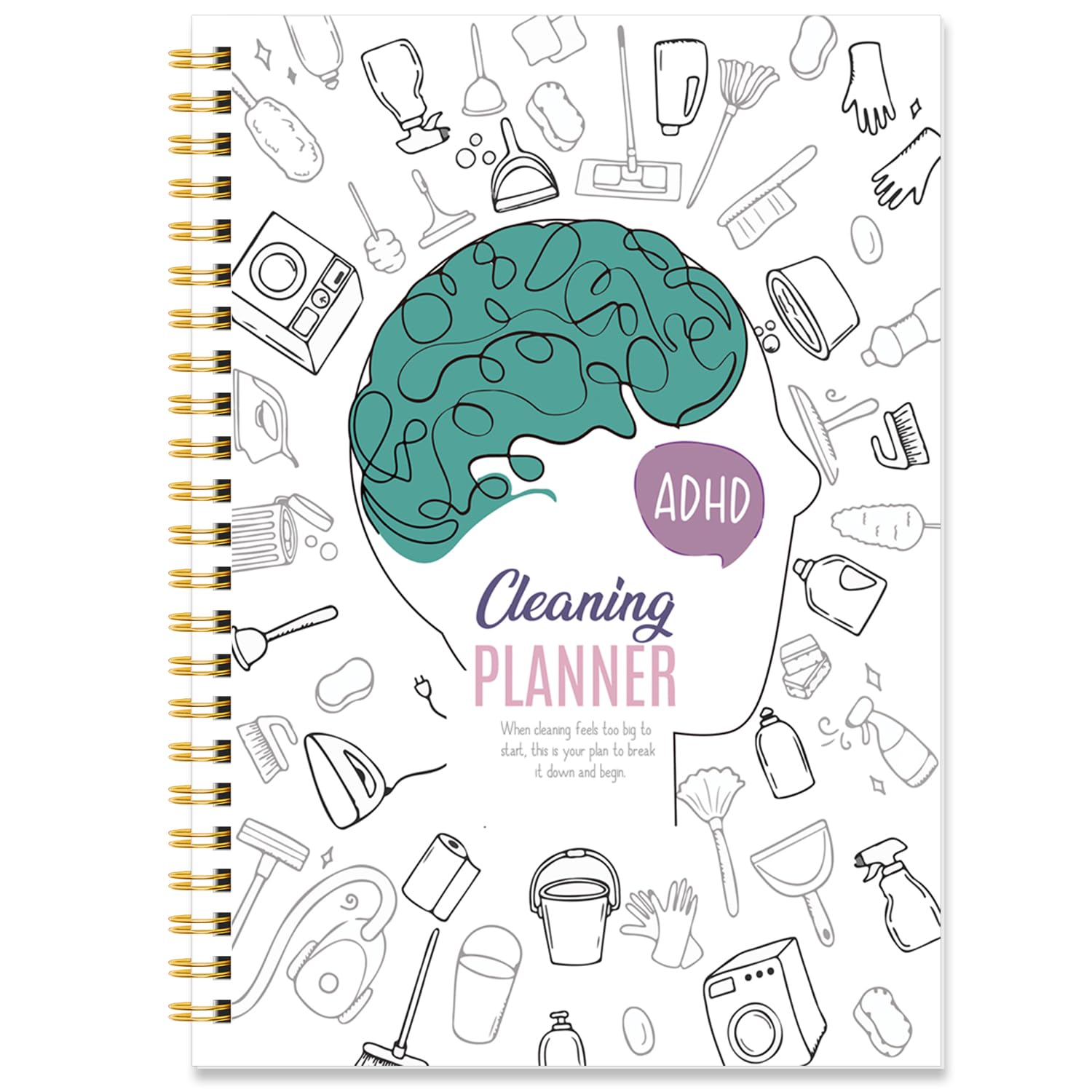 ADHD Cleaning Planner, Undated Cleaning Schedule & Organizer with Daily Weekly Monthly Checklists, Customizable Templates & Family Chore Chart for Adults, Teens & Neurodivergent Users