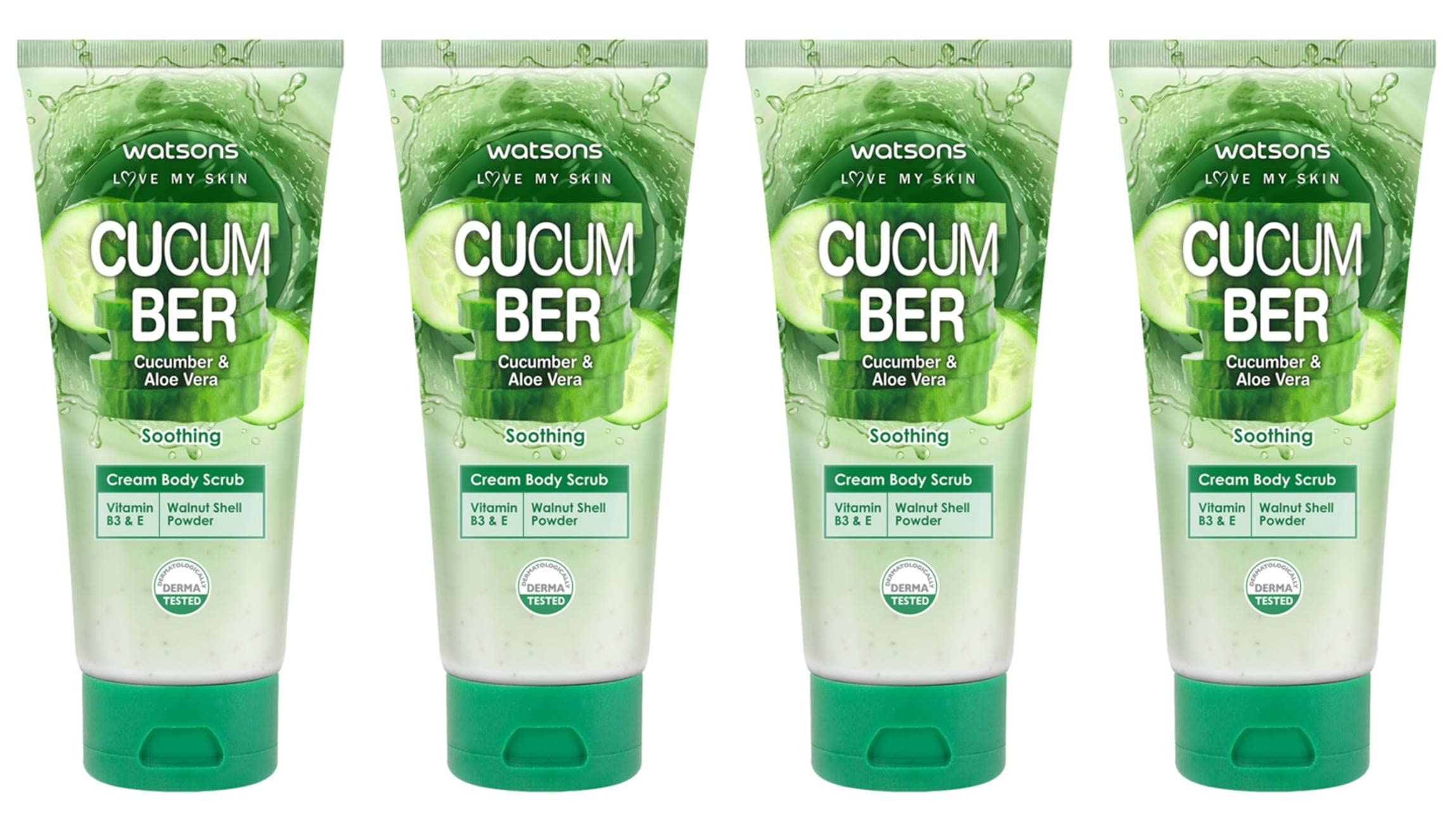 Watsons Cucumber Aloe Vera Cream Body Scrub 7.05 oz. (Pack of 4)