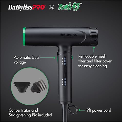 Miniatura 4 de BaBylissPRO Nano Titanium Limited Edition Profesional Nano Light Ionic Secador de pelo (Tomb45 Collection)