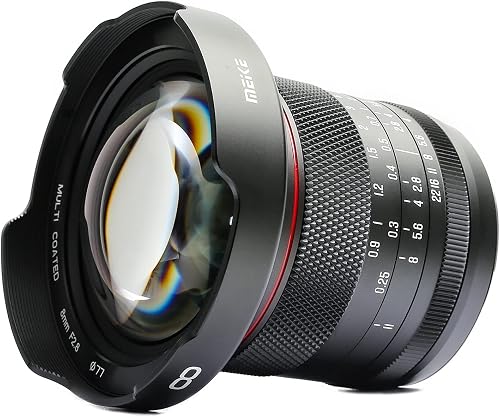 Meike 8mm F2.8 Ultra Wide Angle Zero Distortion Manual Focus Lens Compatible with Panasonic Olympus MFT M43 Mount Mirrorless Cameras GH1 GH2 GH3 GH4 GH5 GH6 GH7