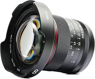 Meike 8mm F2.8 Wide Angle Zero Distortion Manual Focus Lens Compatible with Panasonic Olympus MFT M43 Mount Mirrorless Cameras GH1 GH2 GH3 GH4 GH5 GH6